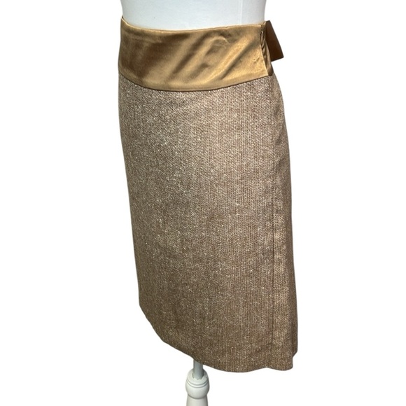 Arden B Tan Skirt with Gold Bow And Waistband - Picture 3 of 6
